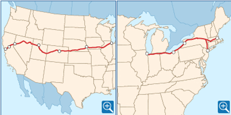 Tratte del treno Amtrak