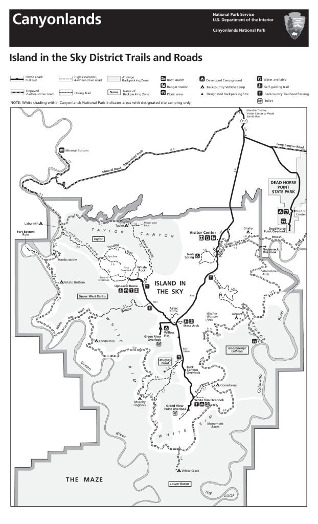 Mappa di Canyonland Island in the Sky