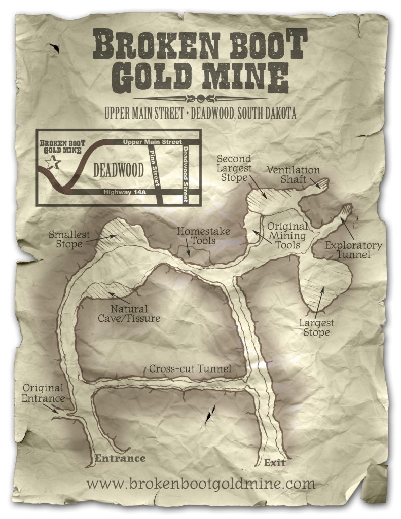 Mappa della miniera d'oro di Deadwood