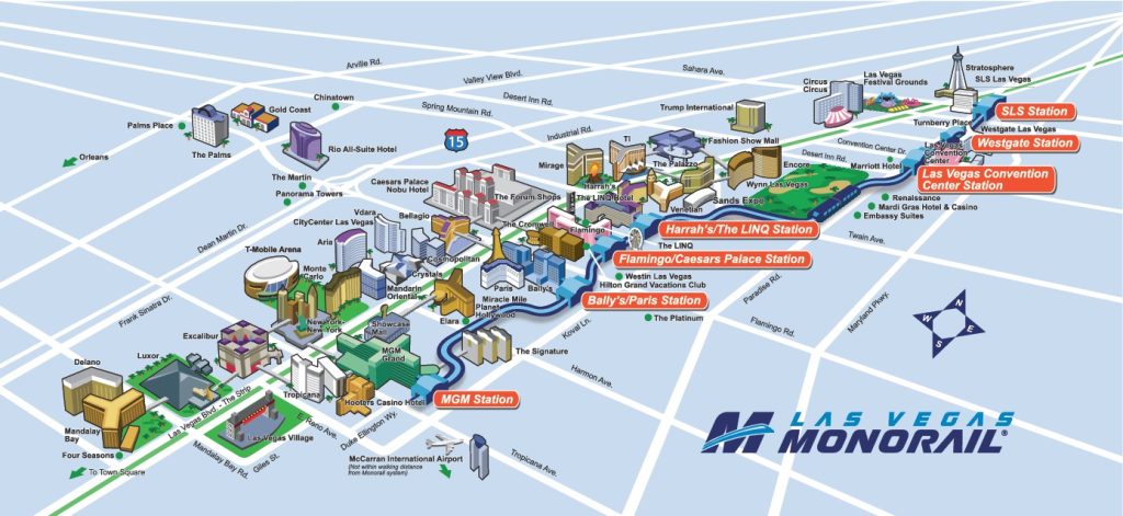 Mappa della Monorotaia di Las Vegas